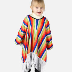 Poncho Mexicano de Rayas Verticales para Niños