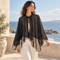 Poncho Cardigan Léger Noir – Noir / Adulte, visuel principal lifestyle