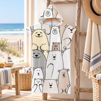 Poncho De Bain Enfant Ours Souriant – Blanc / Enfant, visuel principal lifestyle
