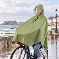 Poncho Vélo Pluie Kaki – Kaki / Adulte, visuel principal lifestyle