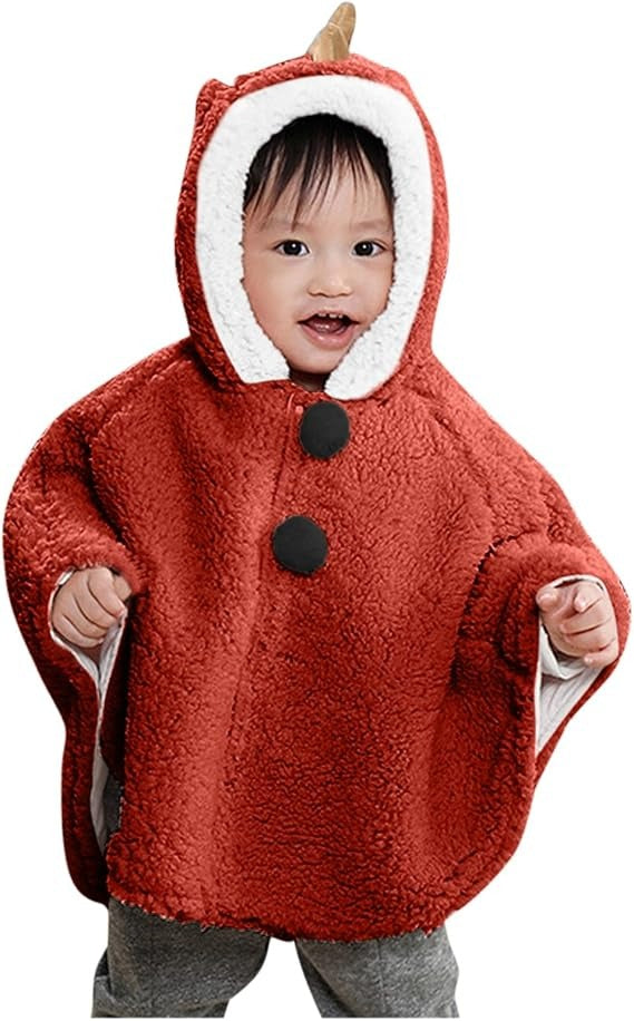 Poncho Chaud Bébé Dinosaure - Bleu