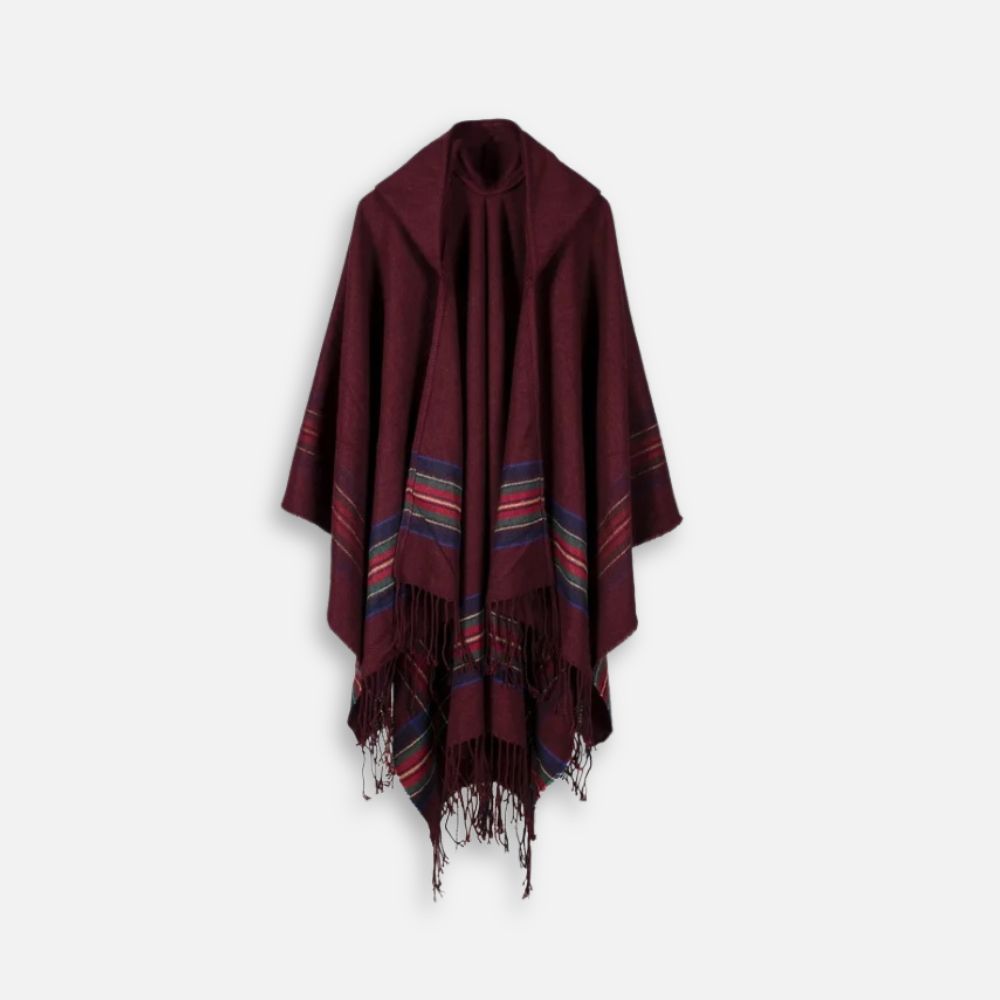 Cape Poncho Avec Capuche - Bordeaux