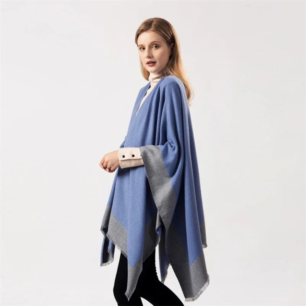 Cape Poncho Bleu - détail