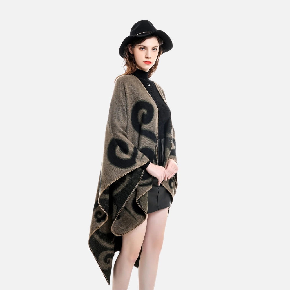Cape Poncho Cachemire - Bleu Marine