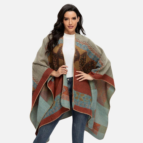 Cape Poncho Femme Ethnique - Rose