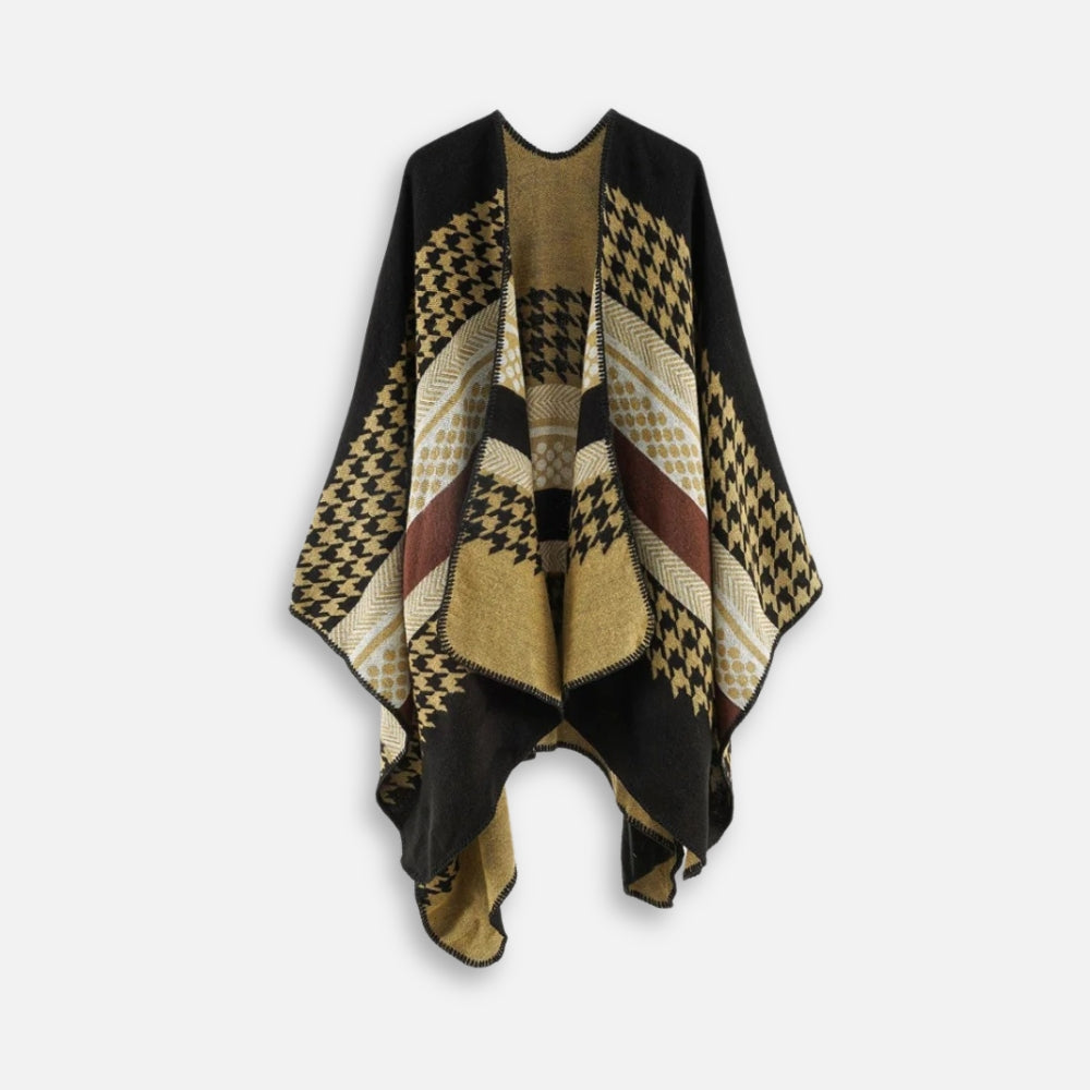 Cape Poncho Femme Motifs Péruvien - Bordeaux