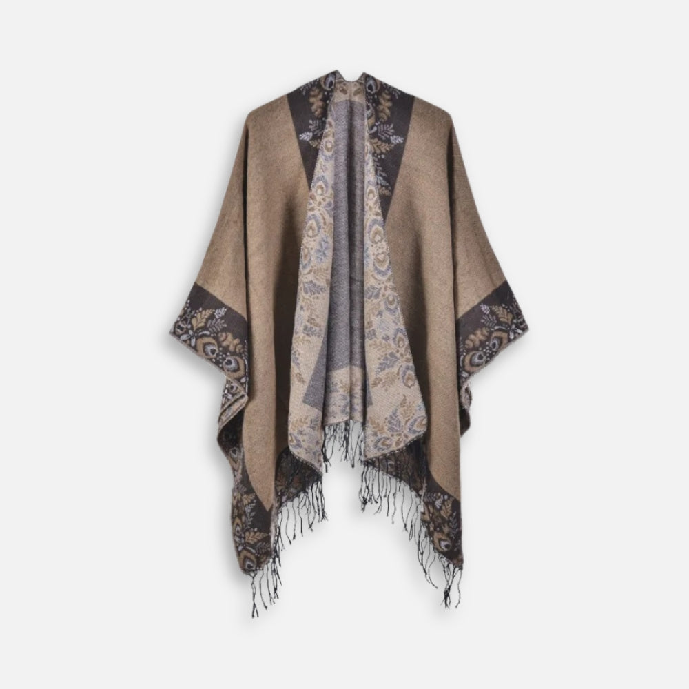 Cape Poncho à Franges Motifs Floraux - vue 9