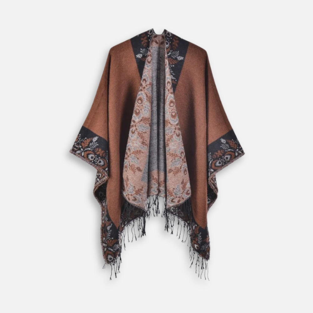 Cape Poncho à Franges Motifs Floraux - vue 8