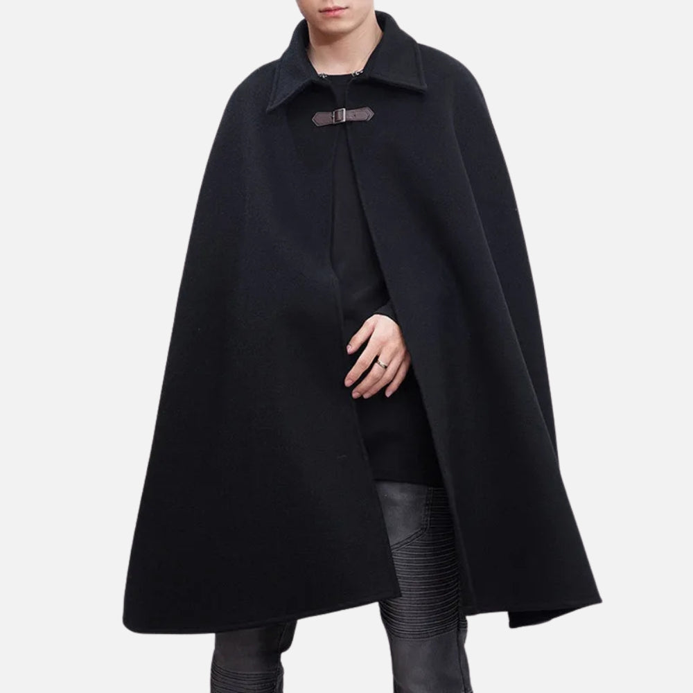 Cape Poncho Homme Noir - détail