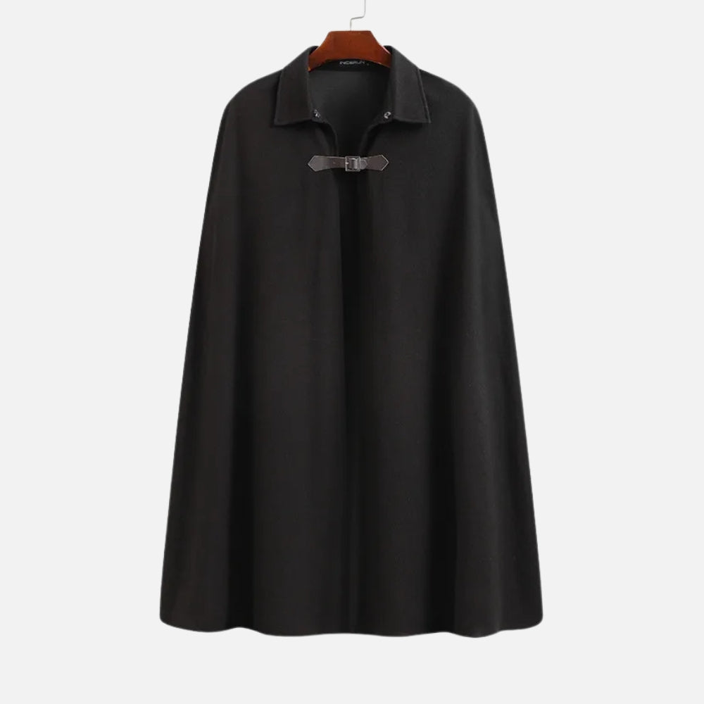 Cape Poncho Homme Noir - zoom