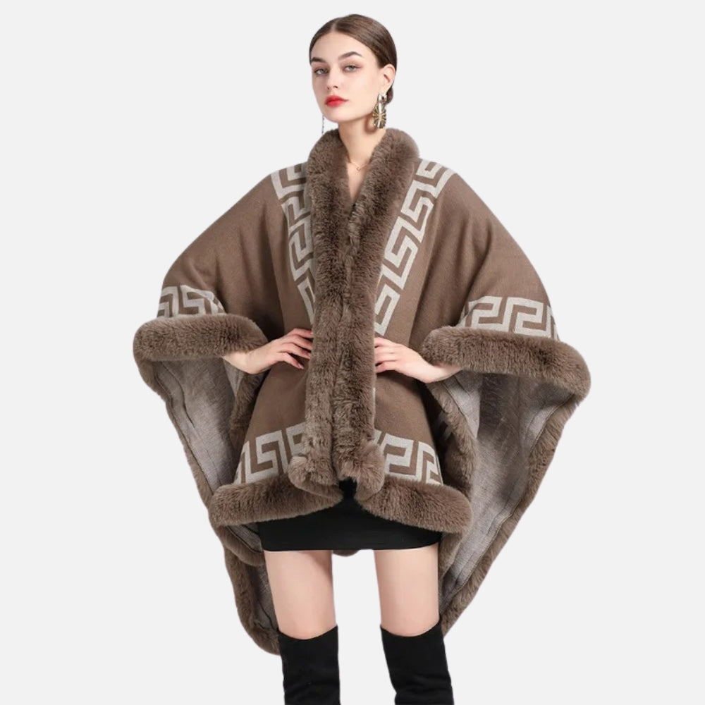 Manteau Poncho Femme Hiver - Gris