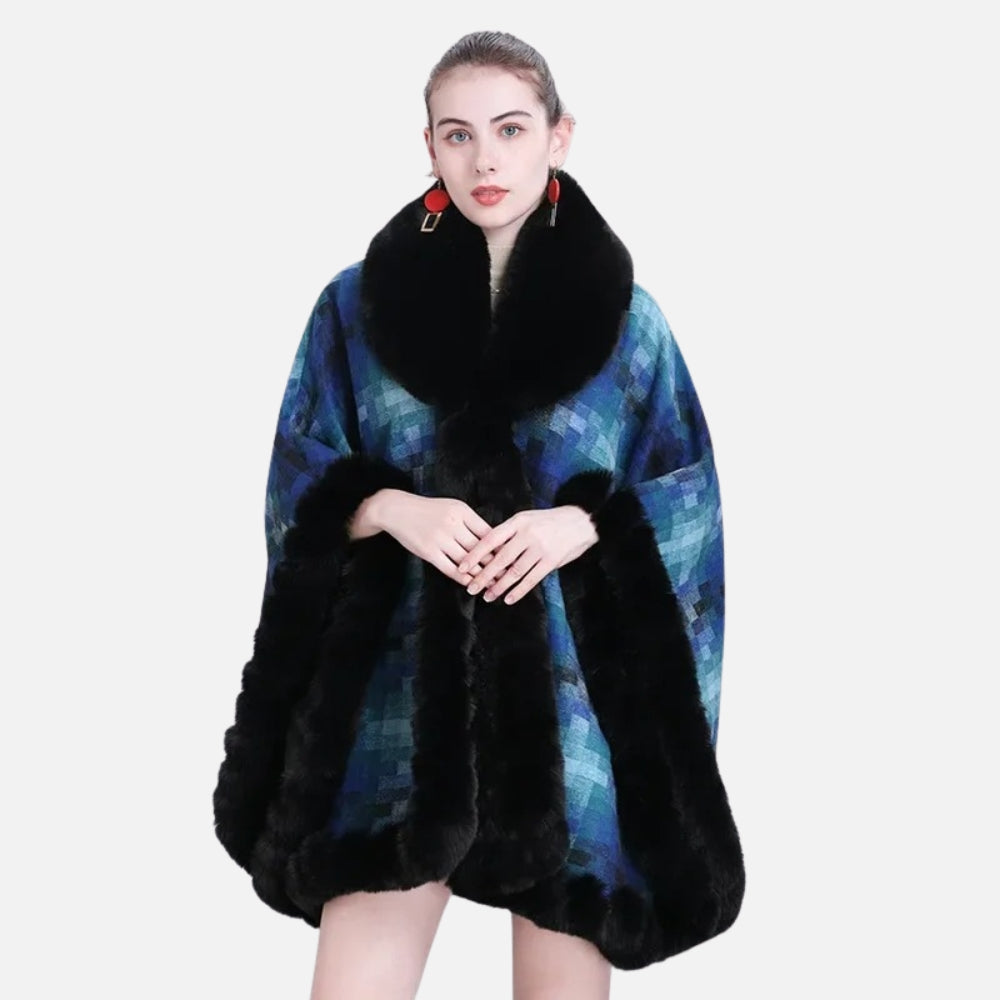 Manteau Poncho Fourrure - Orange