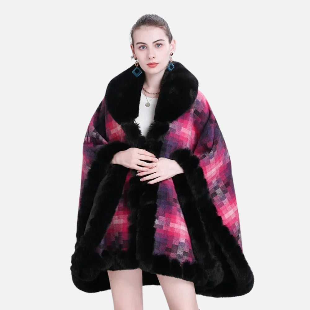 Manteau Poncho Fourrure - Marron