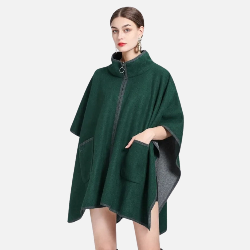 Manteau Poncho Zippé - Vert