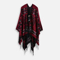 Poncho Rouge Motifs Croix Mexicaine - dos