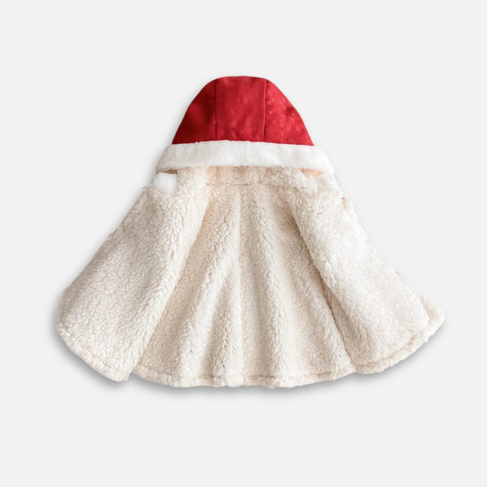 Poncho Chaud Bébé Rouge - détail