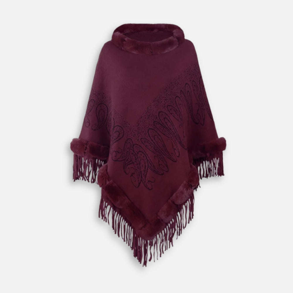 Poncho Chaud Franges - Bordeaux