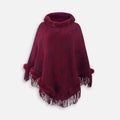 Poncho Col Fourrure Femme