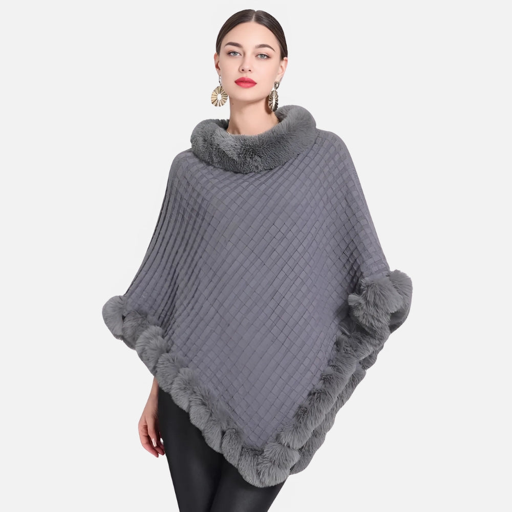 Poncho Col Fourrure