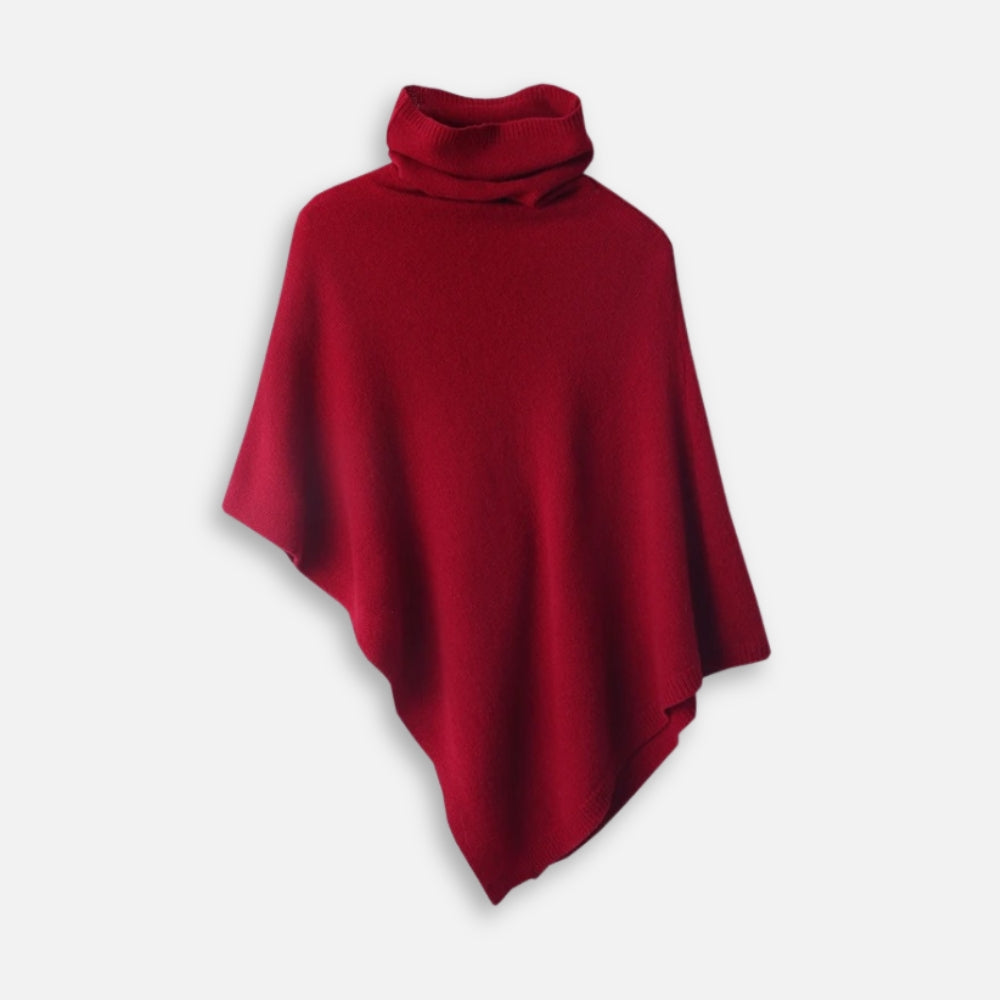 Pull Poncho Col Roulé Femme - Noir