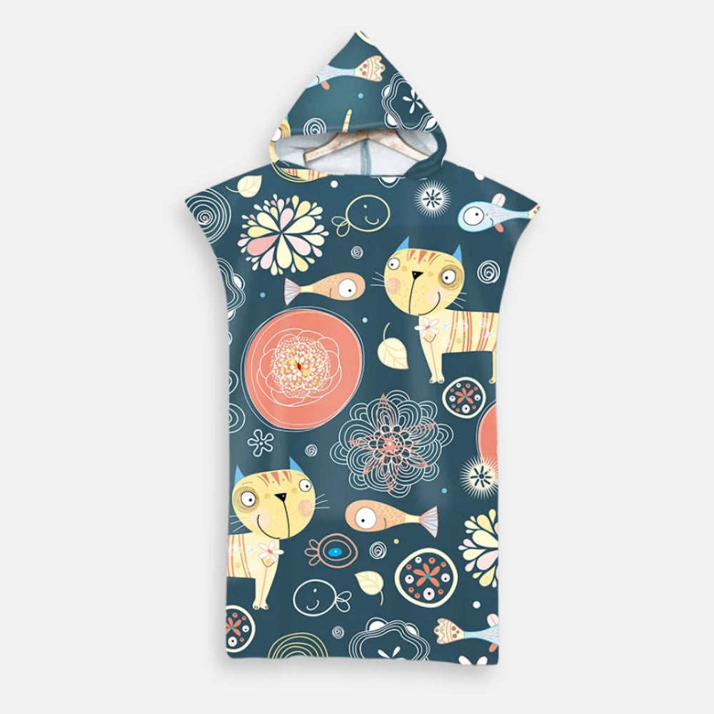 Poncho De Bain Enfant Chat Et Poisson