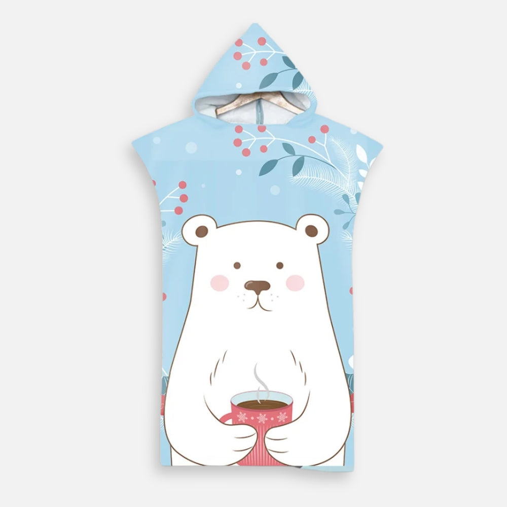 Poncho De Bain Enfant Ours et Chocolat Chaud