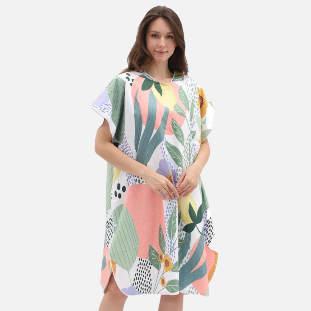 Poncho De Bain Plantes et Feuilles