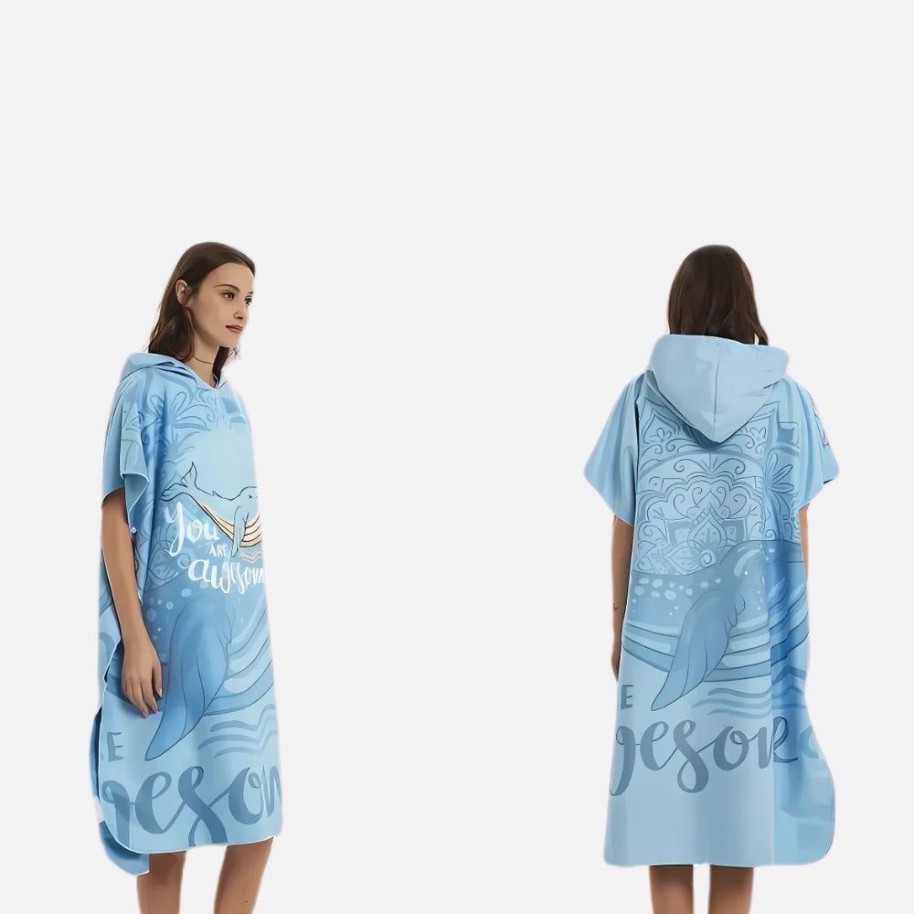 Poncho De Plage Baleine Bleue - détail