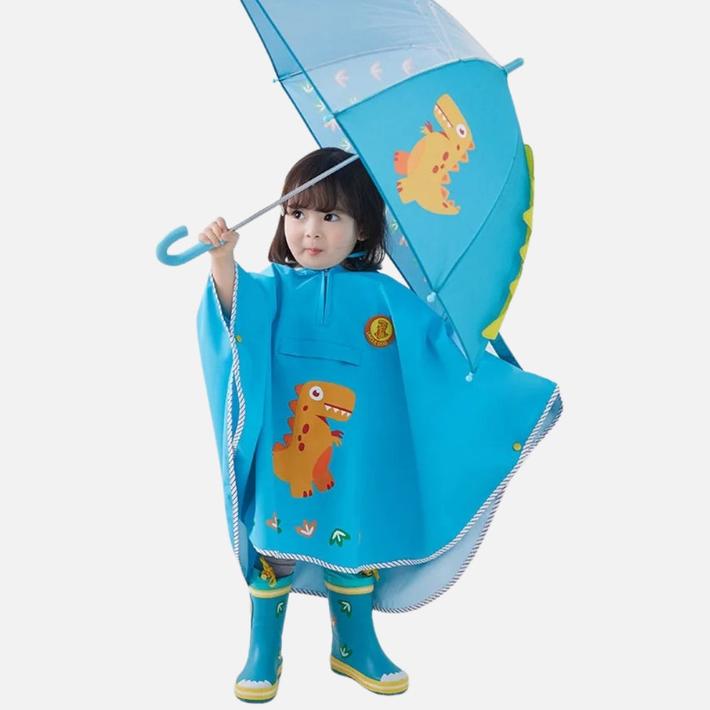 Poncho De Pluie Dinosaure Bleu - détail