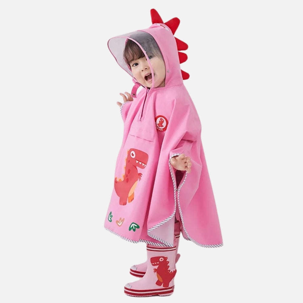 Poncho De Pluie Dinosaure Rose - détail