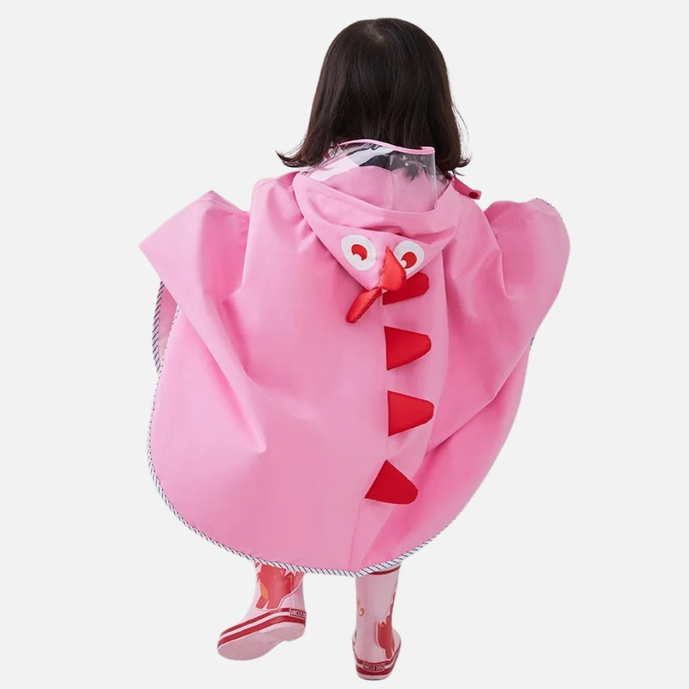 Poncho De Pluie Dinosaure Rose - dos
