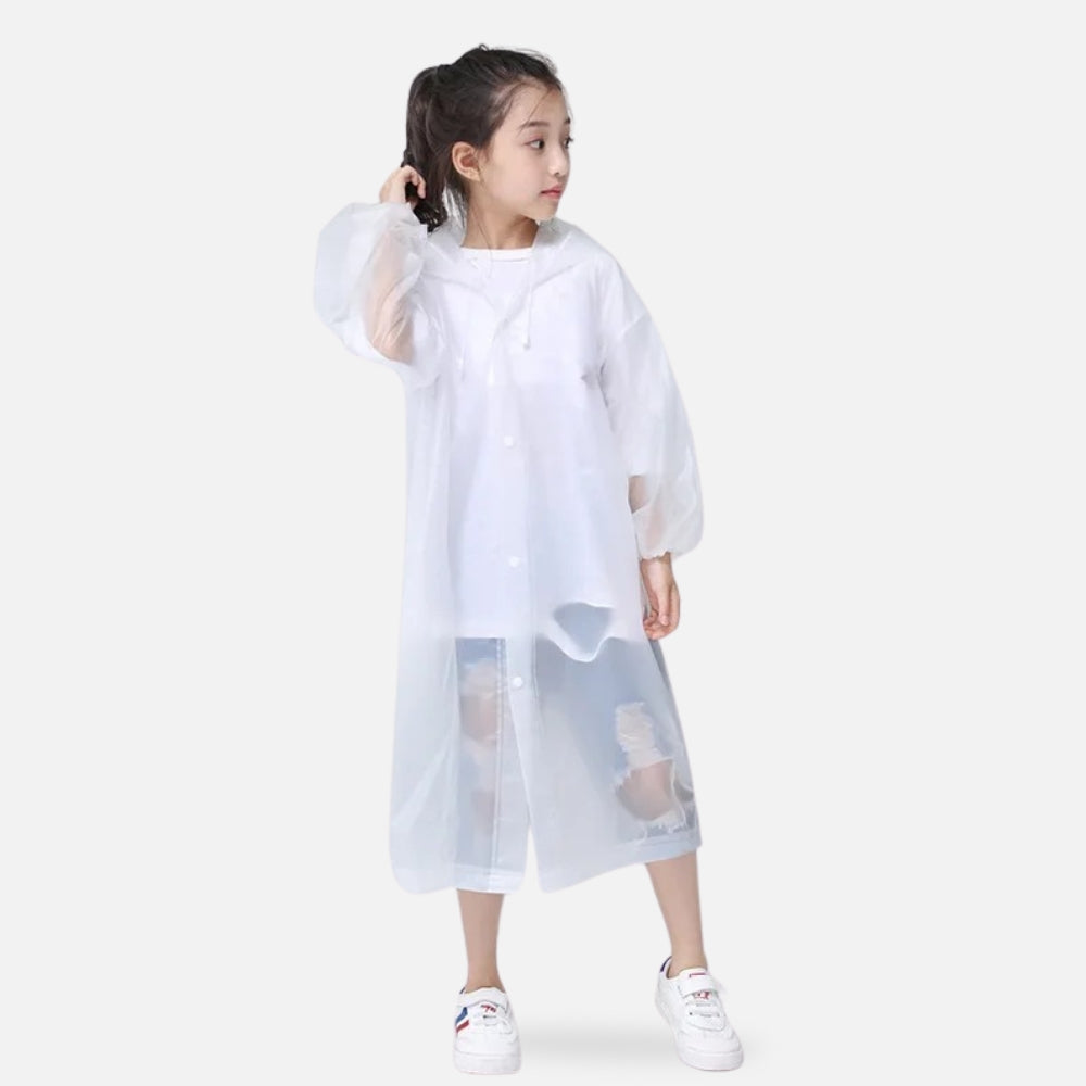 Poncho De Pluie Enfant Blanc - dos
