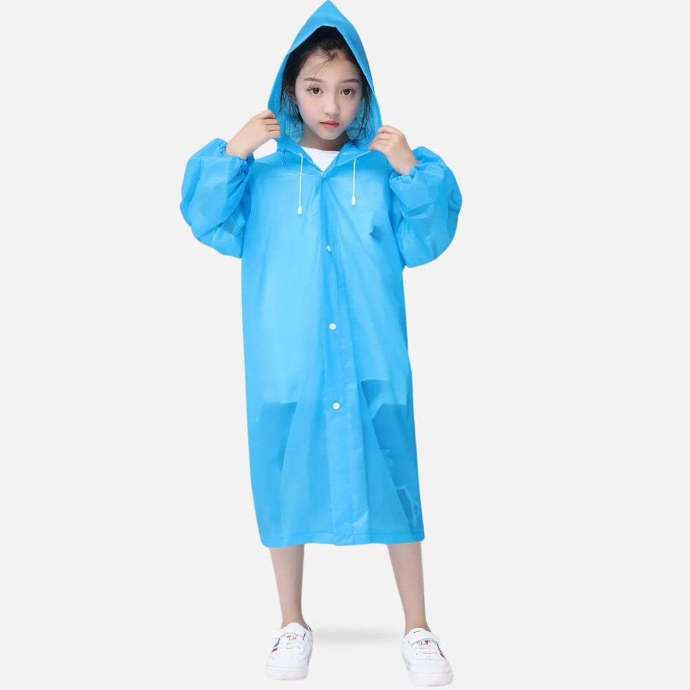 Poncho De Pluie Enfant Bleu - dos