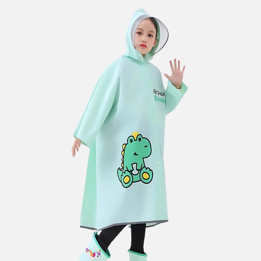 Poncho De Pluie Enfant Prince Dinosaure - Bleu