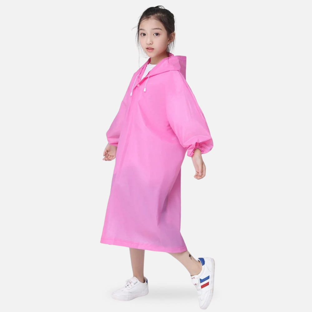 Poncho De Pluie Enfant Rose - détail