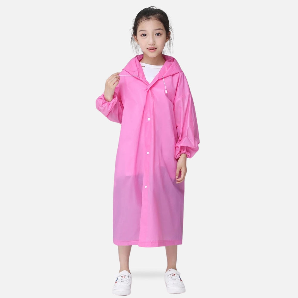 Poncho De Pluie Enfant Rose - dos