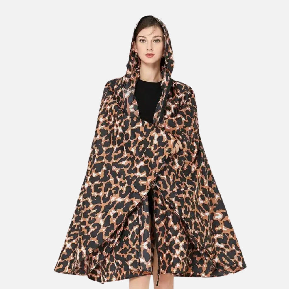 Poncho De Pluie Leopard - porté