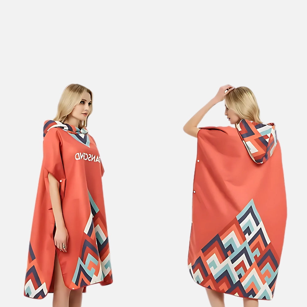 Poncho De Bain Rouge - détail