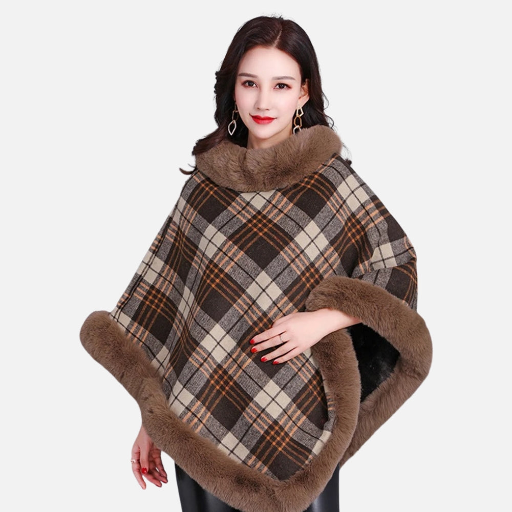 Poncho Femme Avec Finitions Fourrure - vue 12