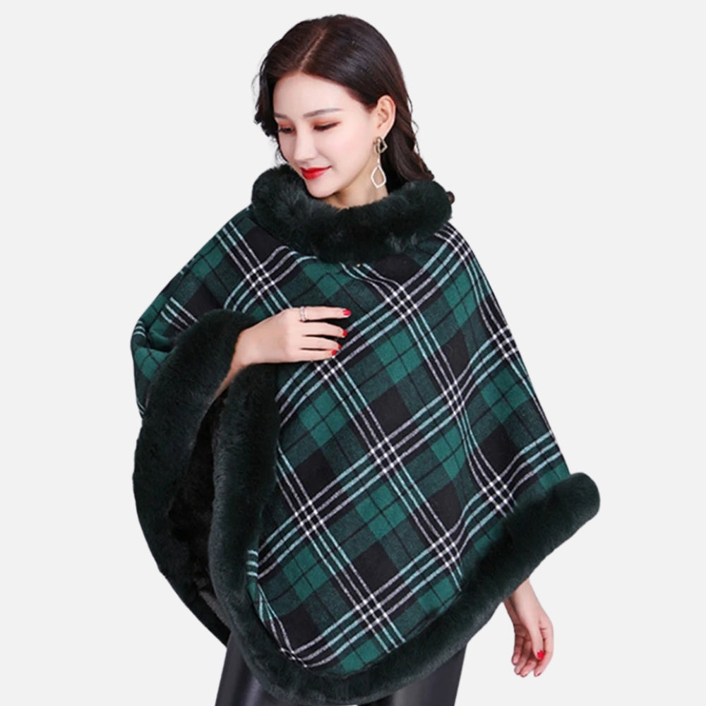 Poncho Femme Avec Finitions Fourrure - vue 8