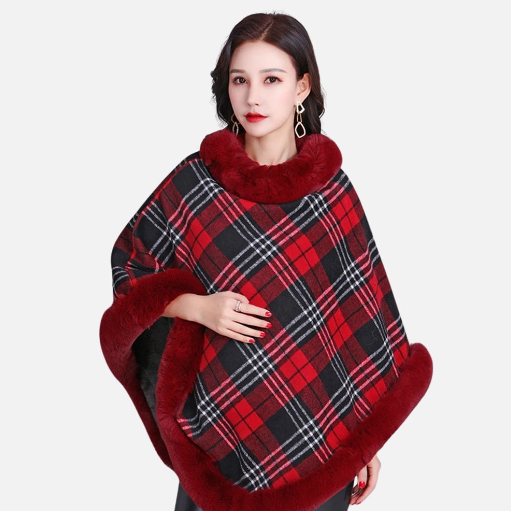 Poncho Femme Avec Finitions Fourrure - vue 10