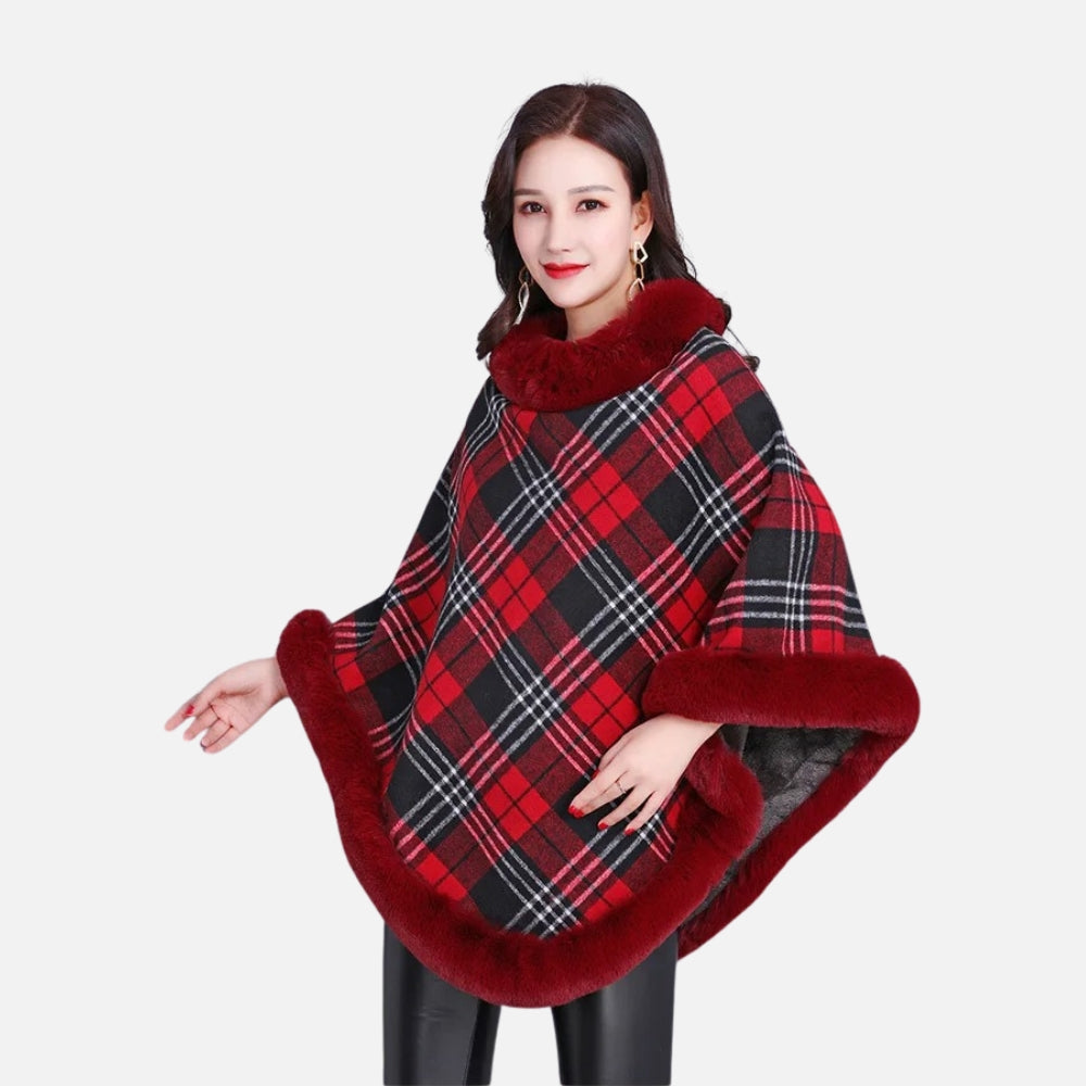 Poncho Femme Avec Finitions Fourrure - vue 9