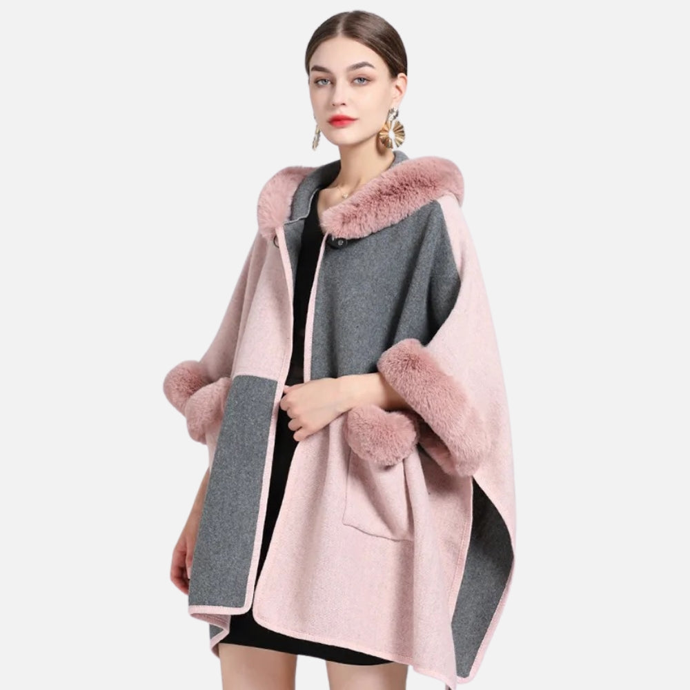 Poncho Femme Avec Fourrure - étiquette