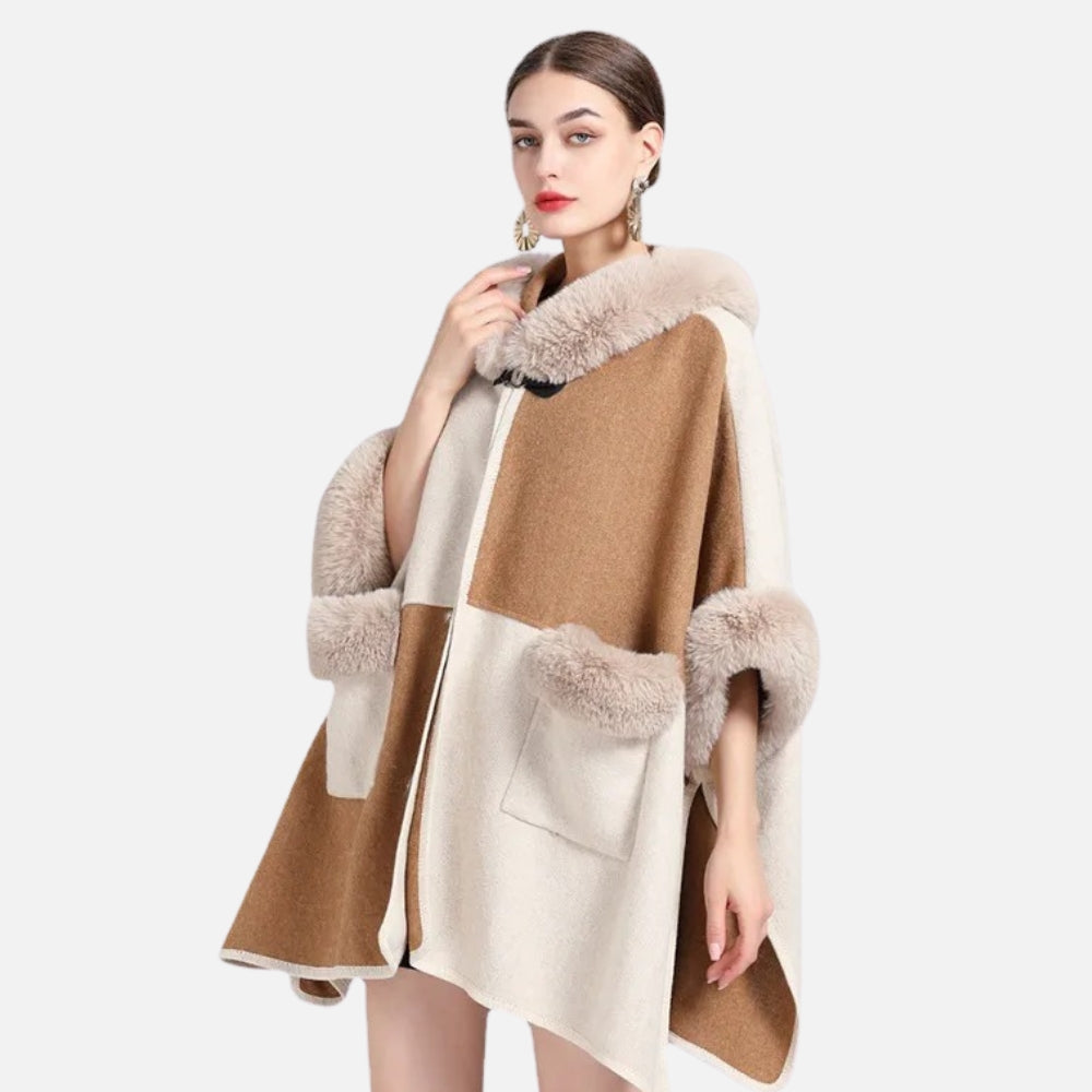 Poncho Femme Avec Fourrure - zoom