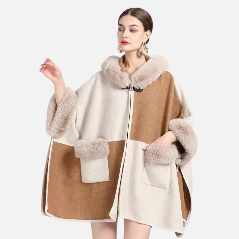 Poncho Femme Avec Fourrure - détail
