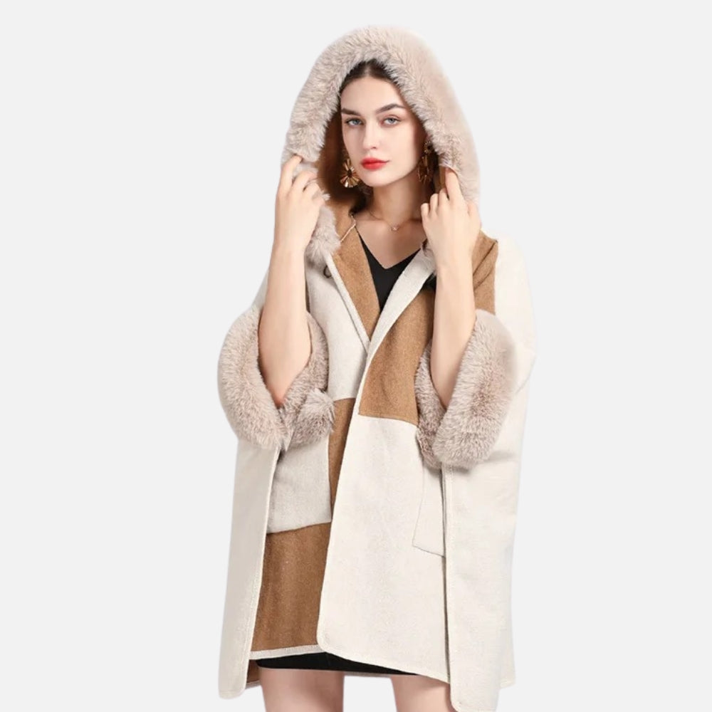 Poncho Femme Avec Fourrure - Rose