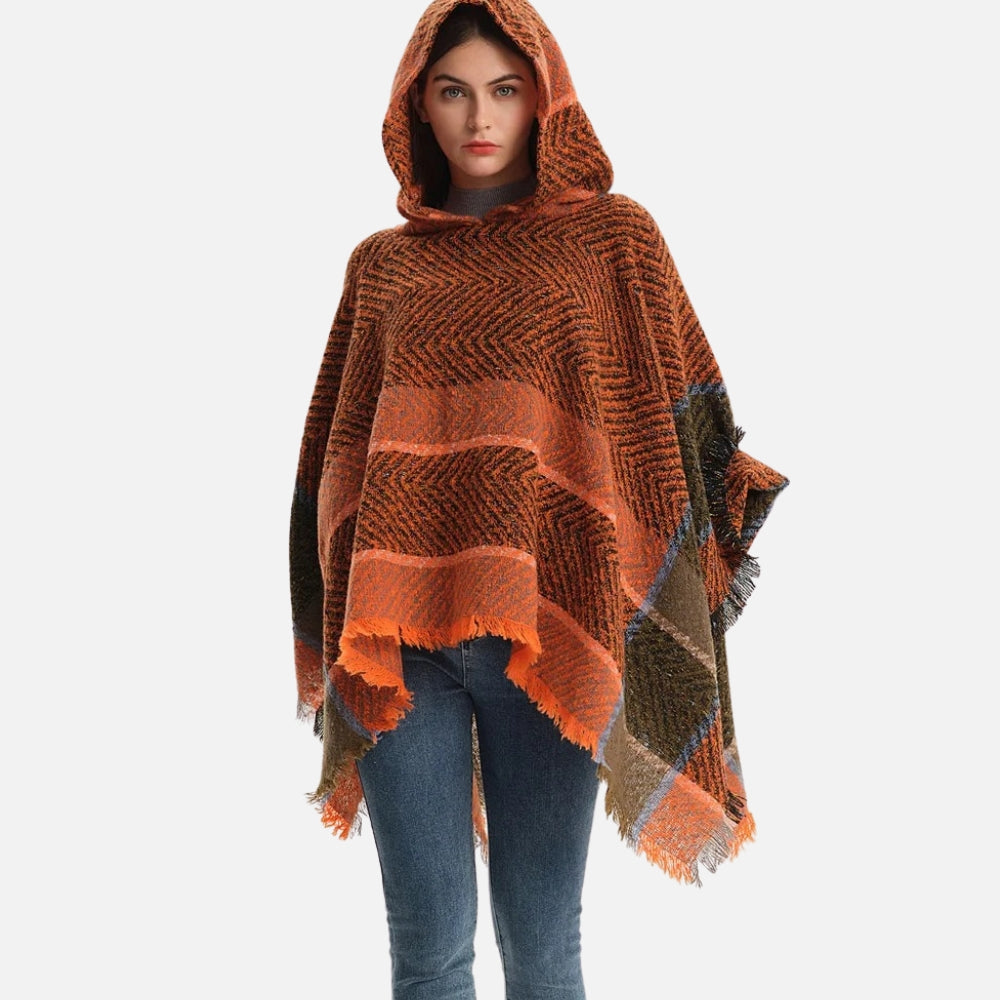 Poncho Femme Orange - zoom