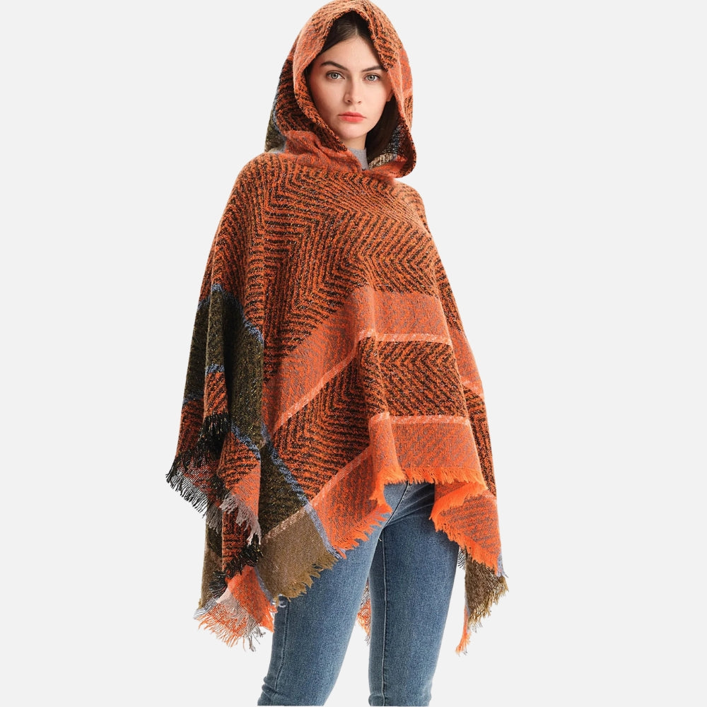 Poncho Femme Orange - détail