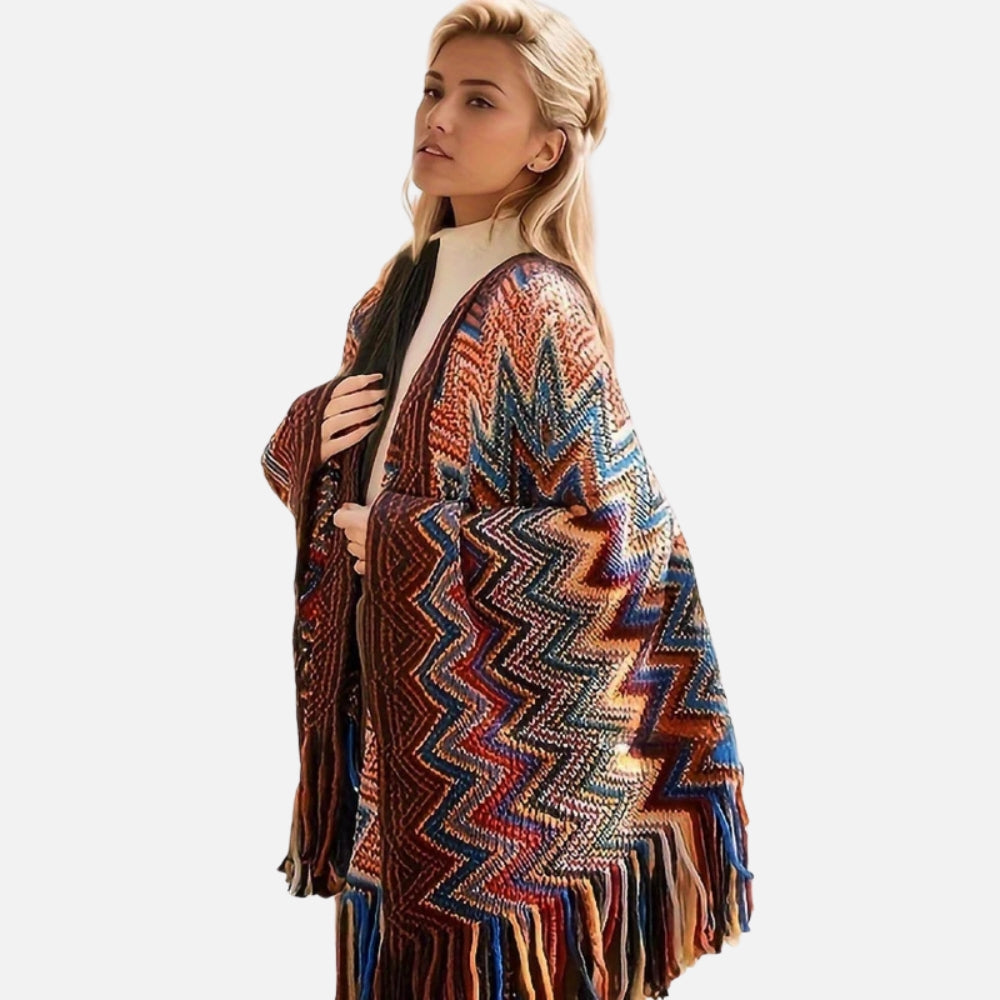 Poncho Femme Style Péruvien - Rouge