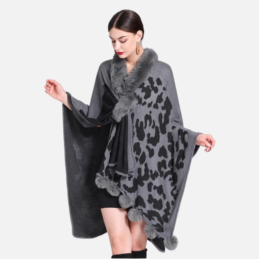 Poncho Femme Tacheté - porté